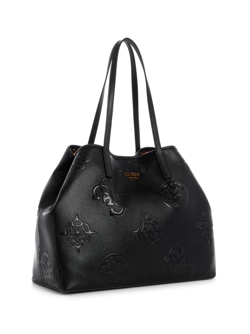 Torby Tote Damskie Guess Vikky Logo Large Czarne | 4708325-FE