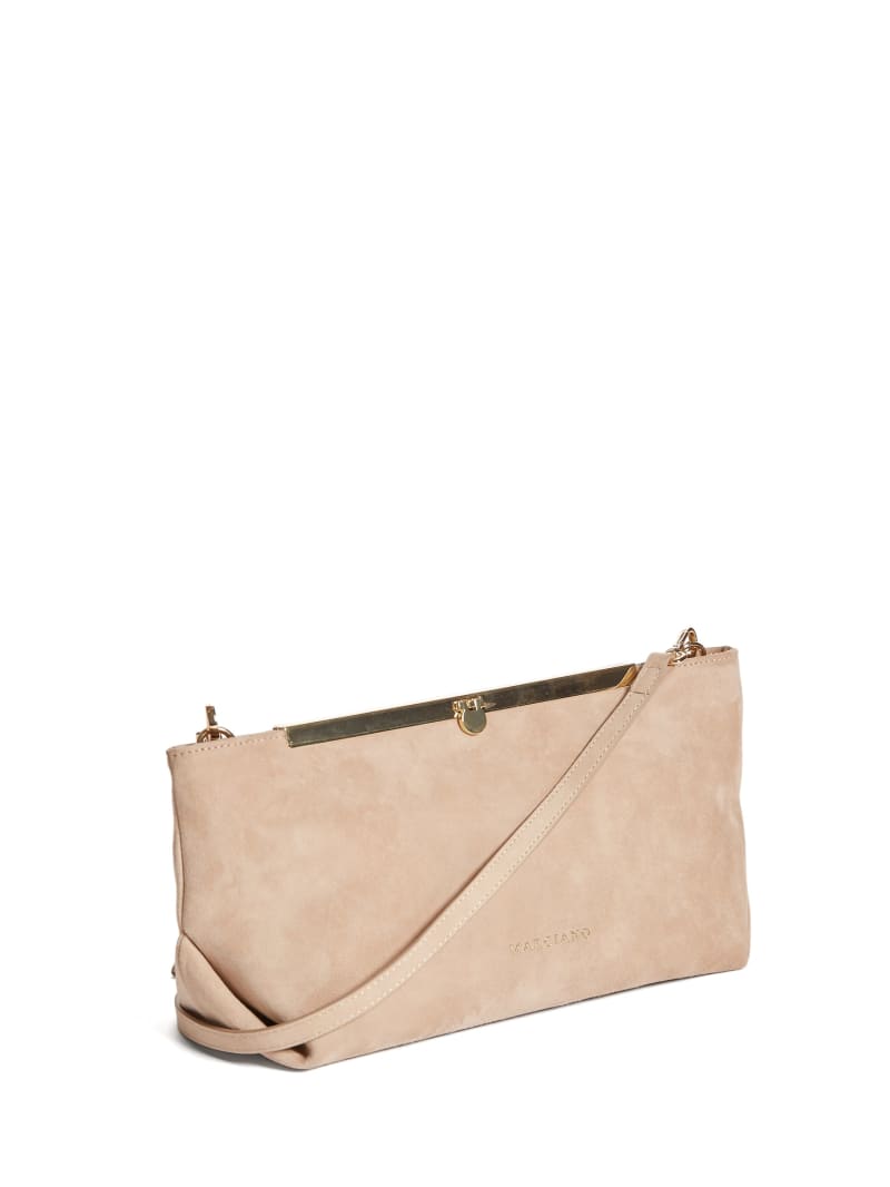 Torebki Damskie Guess Soft Zamszowe Skórzane Clutch Różowe | 2407613-ON