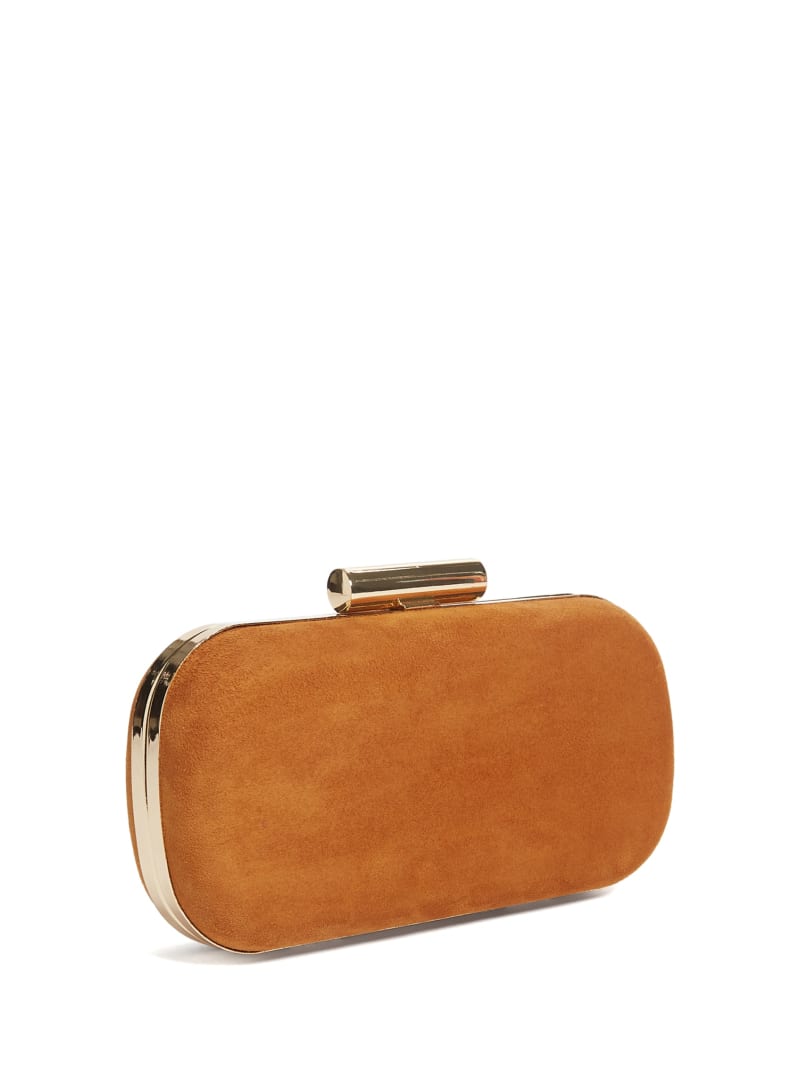 Torebki Damskie Guess Zamszowe Skórzane Clutch Brązowe | 6021837-SJ