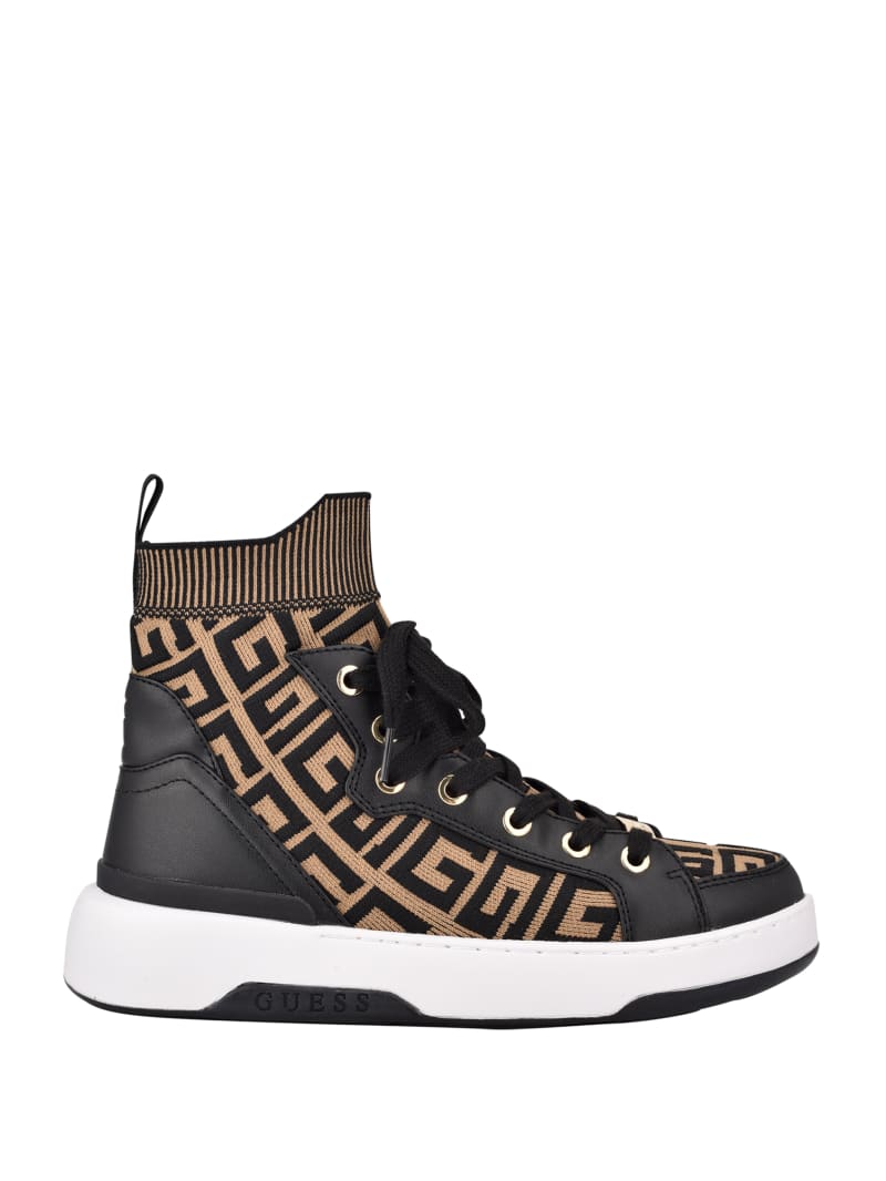 Trampki Damskie Guess Manney Knit Logo High-Top Czarne | 7918054-NO