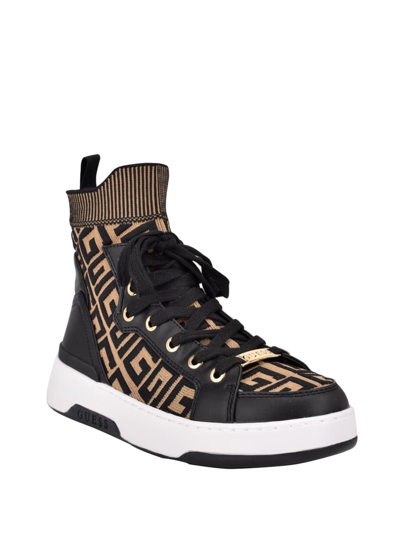 Trampki Damskie Guess Manney Knit Logo High-Top Czarne | 7918054-NO