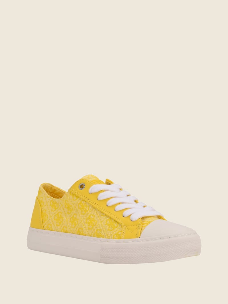 Trampki Damskie Guess Passit Logo Low-Top Żółte | 2497360-GQ