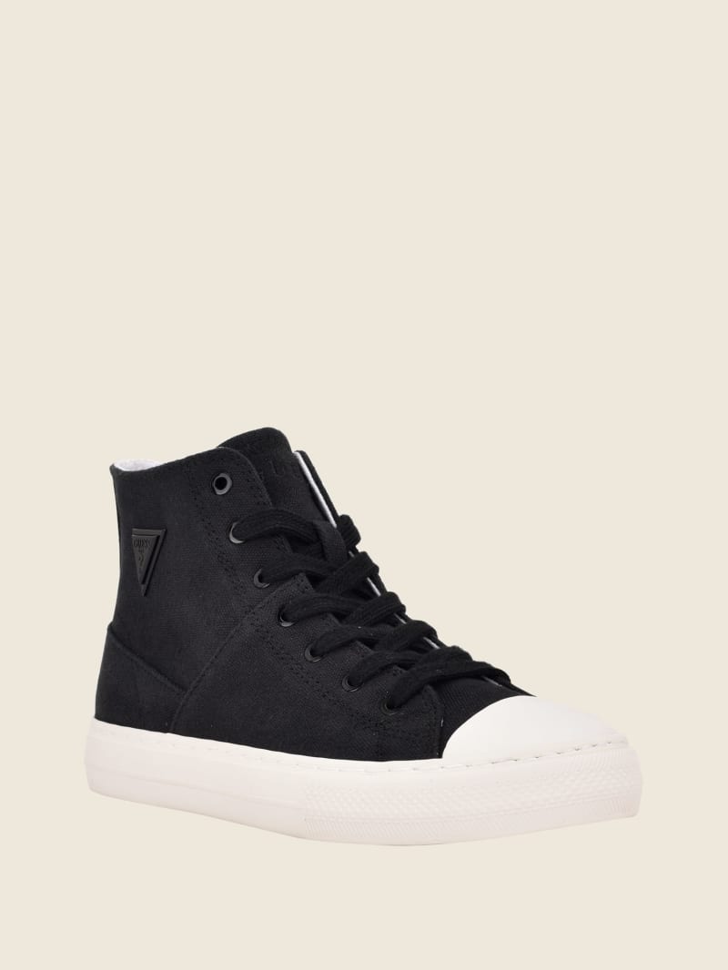 Trampki Damskie Guess Prinze High-Top Płócienne Czarne | 2394016-OC