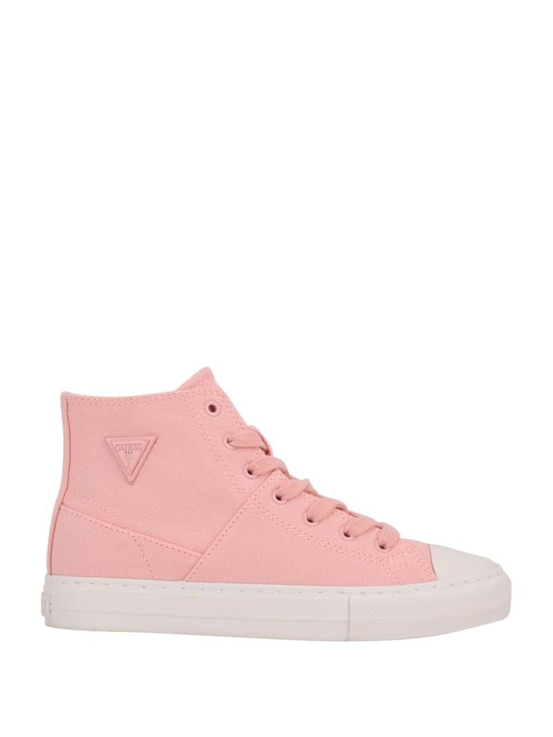 Trampki Damskie Guess Prinze High-Top Płócienne Głęboka Różowe | 3451726-KC