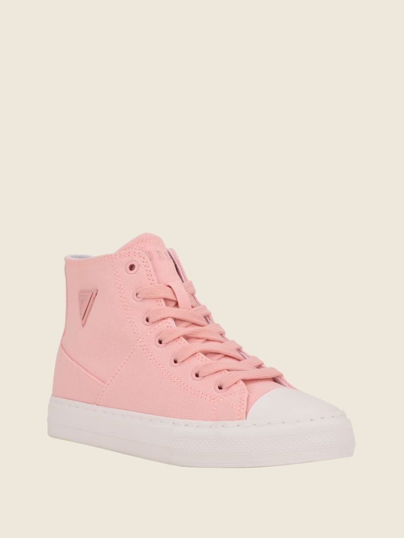 Trampki Damskie Guess Prinze High-Top Płócienne Głęboka Różowe | 3451726-KC