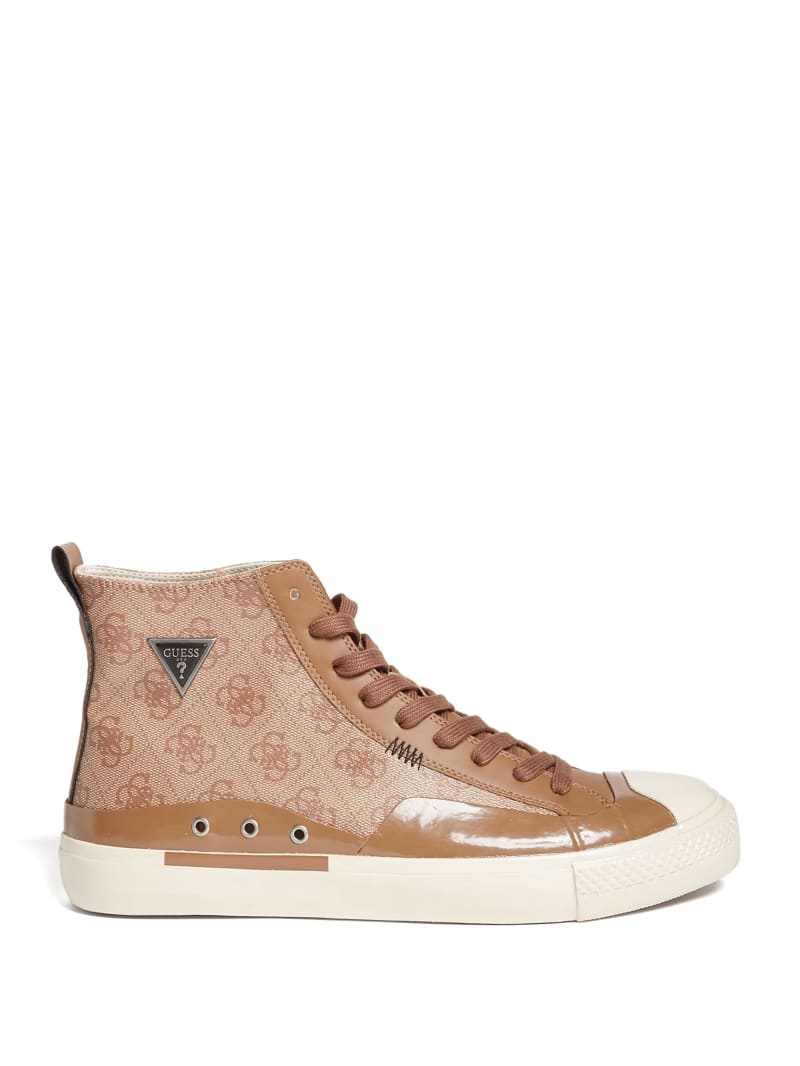 Trampki Męskie Guess Aviano High-Top Logo Brązowe | 5807416-RX