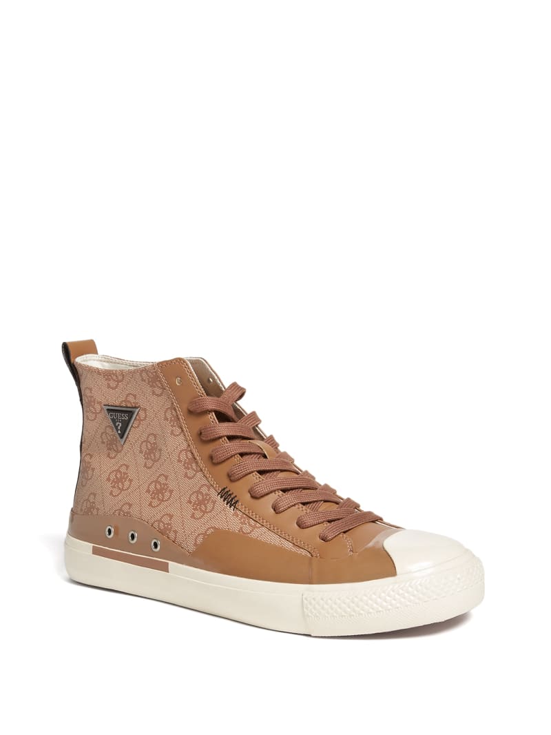 Trampki Męskie Guess Aviano High-Top Logo Brązowe | 5807416-RX