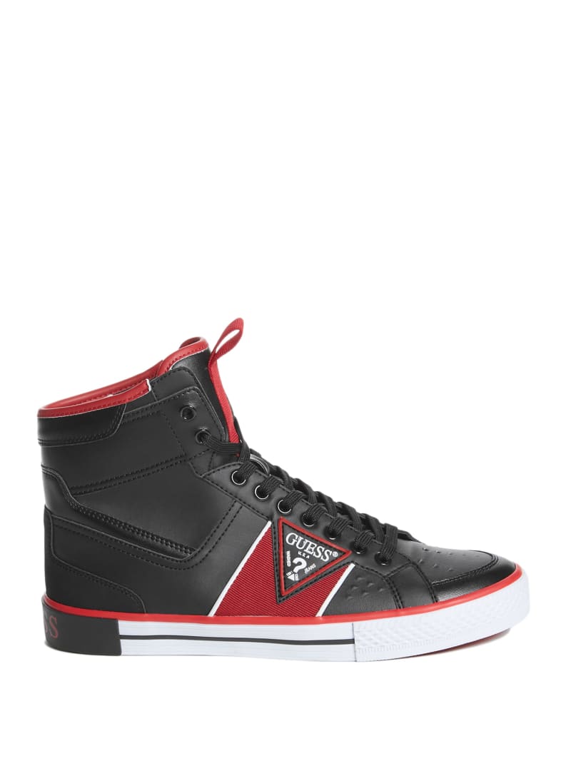 Trampki Męskie Guess Maeno Triangle Logo High-Top Czarne | 0283671-AU