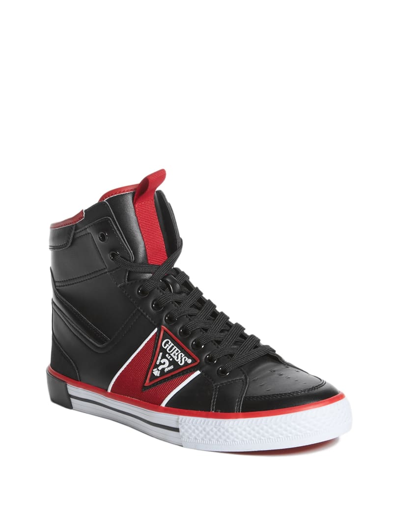 Trampki Męskie Guess Maeno Triangle Logo High-Top Czarne | 0283671-AU