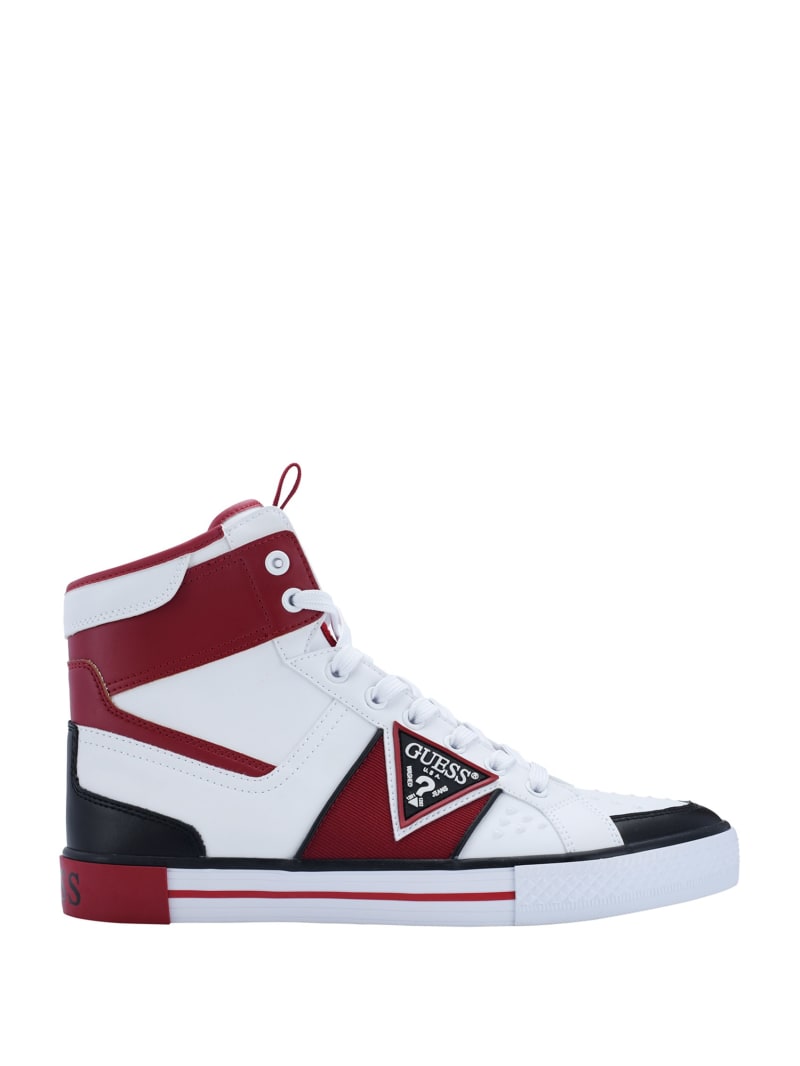 Trampki Męskie Guess Maeno Triangle Logo High-Top Ciemny Czerwone | 1947380-YJ