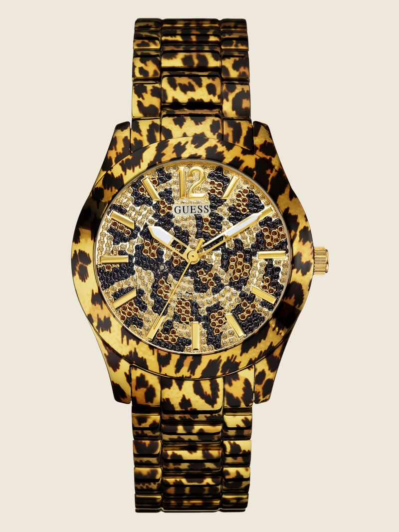 Zegarek Damskie Guess Animal Print Gold-Tone Kolorowe | 5842736-VM