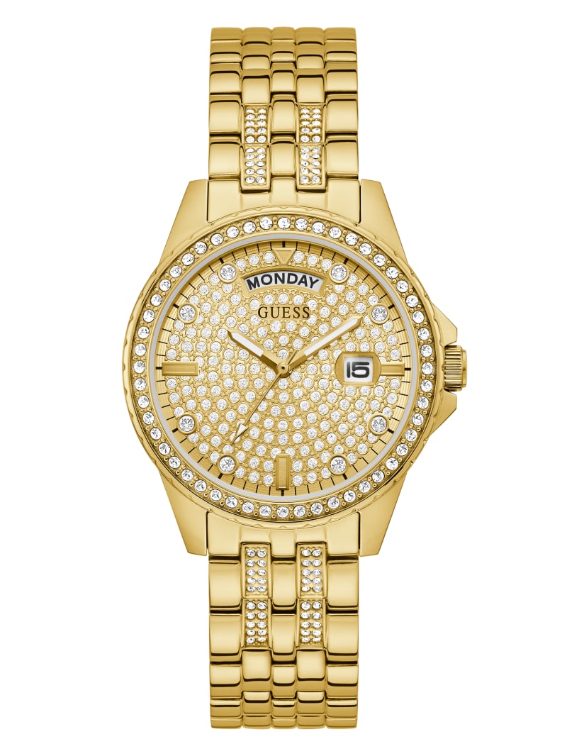 Zegarek Damskie Guess Gold-Tone Rhinestone Analog Złote | 2395067-TN