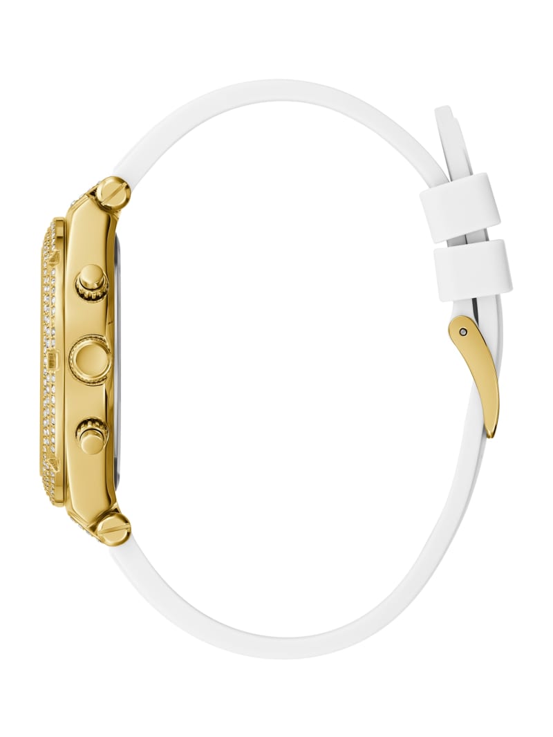 Zegarek Damskie Guess Gold-Tone and White Silikon Wielofunkcyjny Złote | 2671408-UN