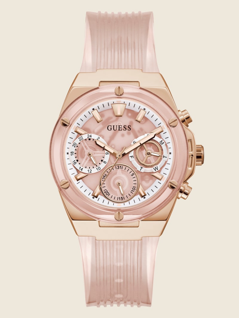 Zegarek Damskie Guess Pink Transparent Wielofunkcyjny Różowe | 2195307-DY