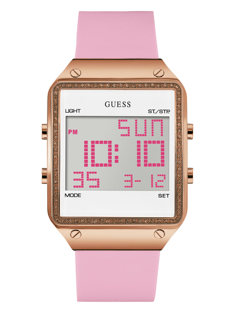 Zegarek Damskie Guess Pink and Rose Gold-Tone Cyfrowy Różowe | 2301495-QM