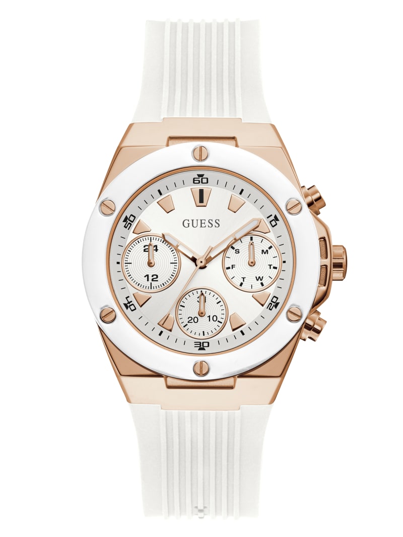 Zegarek Damskie Guess Rose Gold-Tone And White Wielofunkcyjny Białe | 9645028-BR