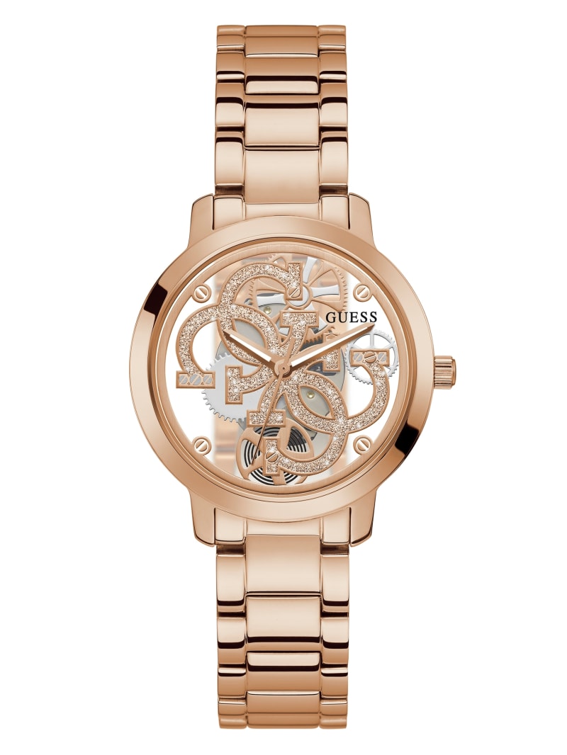 Zegarek Damskie Guess Rose Gold-Tone Quattro G Clear Analog Różowe Złote | 9764510-YN