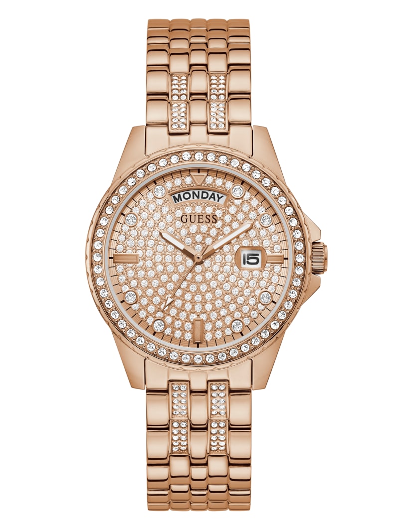 Zegarek Damskie Guess Rose Gold-Tone Rhinestone Analog Miedź | 7645283-VC