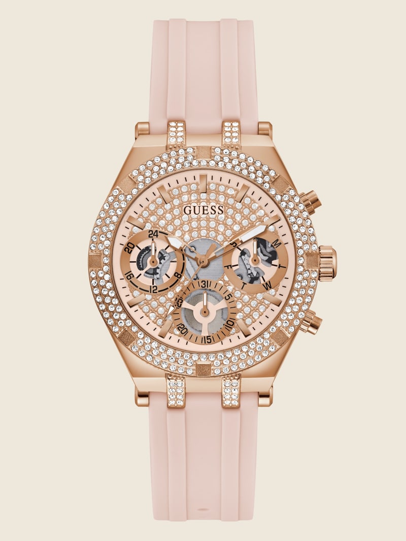 Zegarek Damskie Guess Rose Gold-Tone and Pink Silikon Wielofunkcyjny Różowe | 1394027-ZR