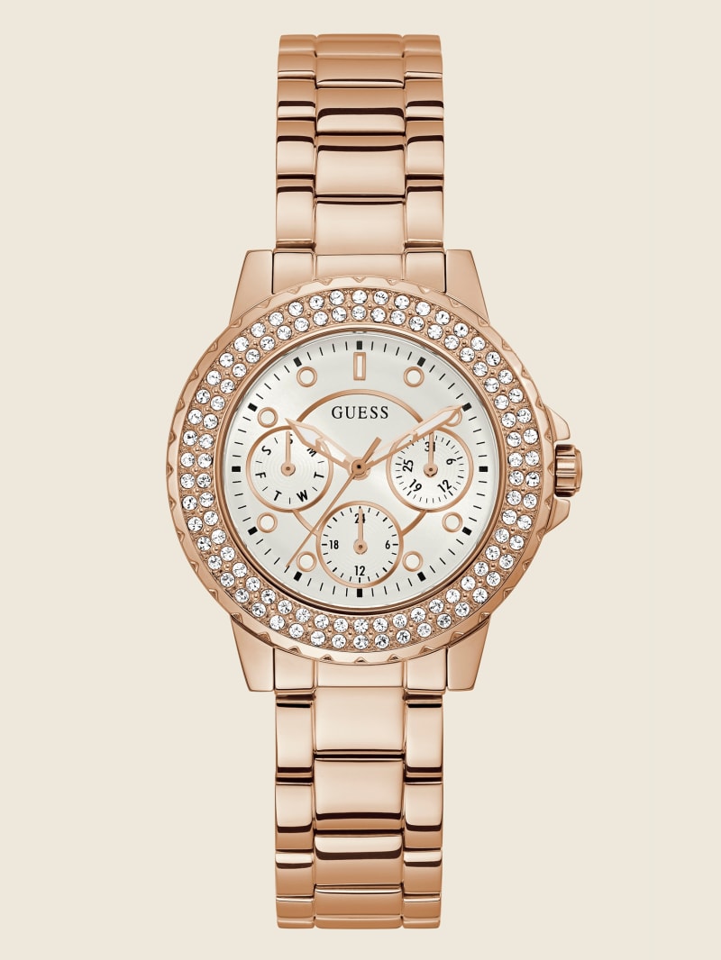 Zegarek Damskie Guess Rose Gold-Tone and Rhinestone Wielofunkcyjny Różowe Złote | 1462037-RZ