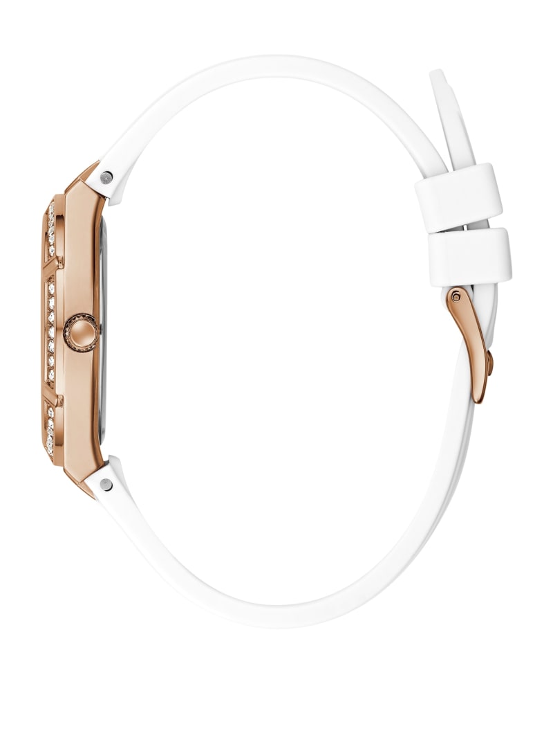 Zegarek Damskie Guess Rose Gold-Tone and White Analog Białe | 7320945-HC