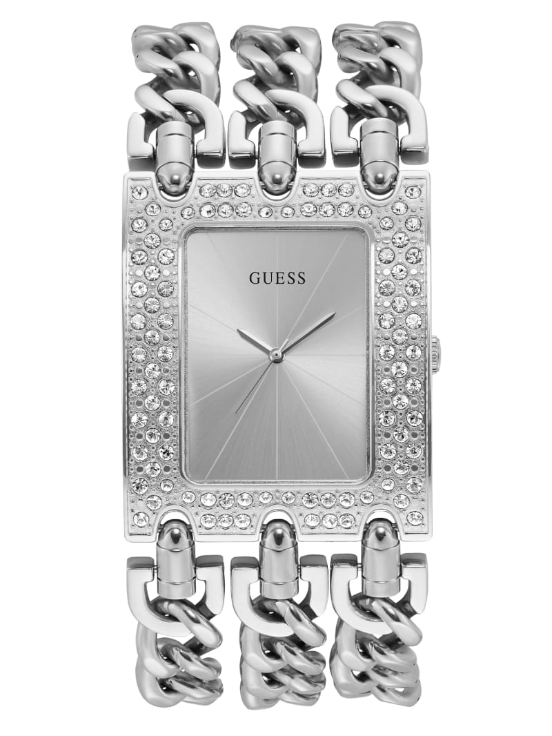 Zegarek Damskie Guess Silver-Tone Chain Analog Srebrne | 5704219-MV