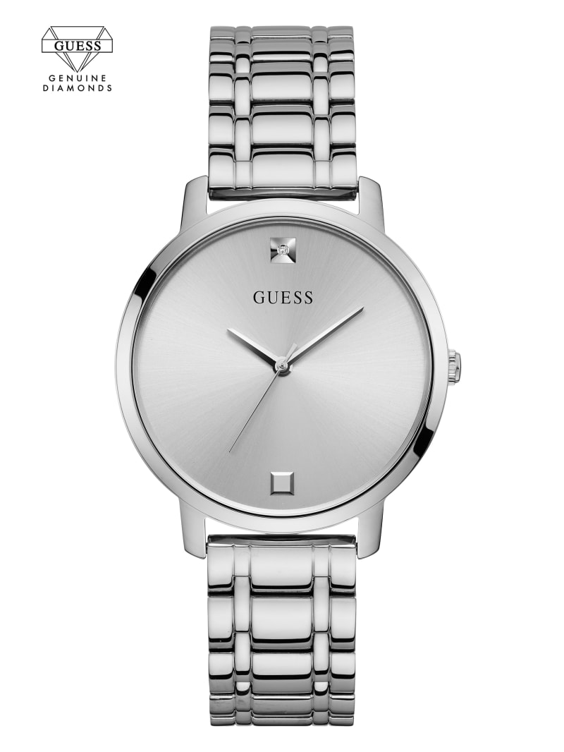 Zegarek Damskie Guess Silver-Tone Diamond Analog Srebrne | 2391487-BM