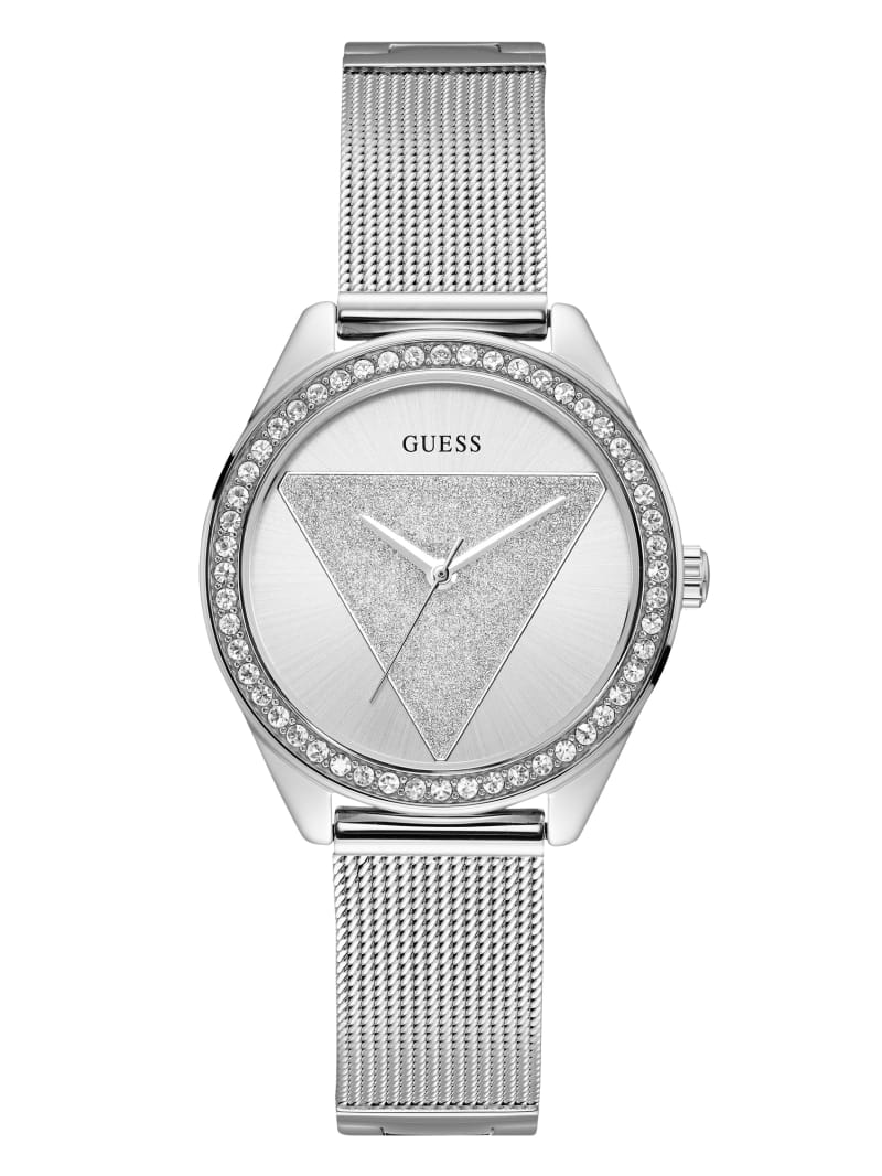 Zegarek Damskie Guess Silver-Tone Logo Analog Srebrne | 3154962-UO