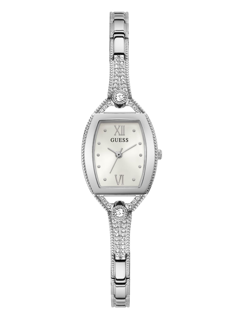 Zegarek Damskie Guess Silver-Tone and Rhinestone Analog Srebrne | 1264798-LH