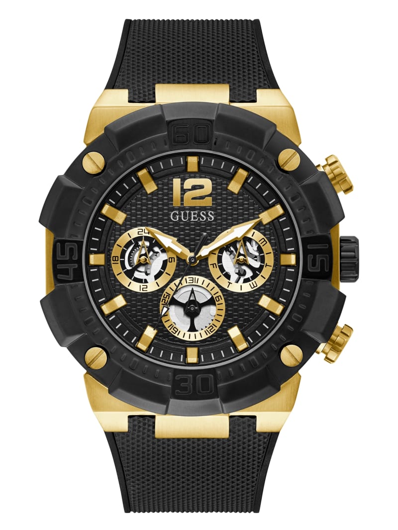 Zegarek Męskie Guess Gold-Tone And Wielofunkcyjny Czarne | 2830915-IQ