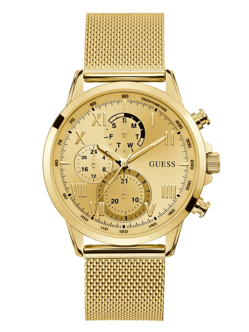 Zegarek Męskie Guess Gold-Tone Mesh Multifunctional Złote | 5912784-RK