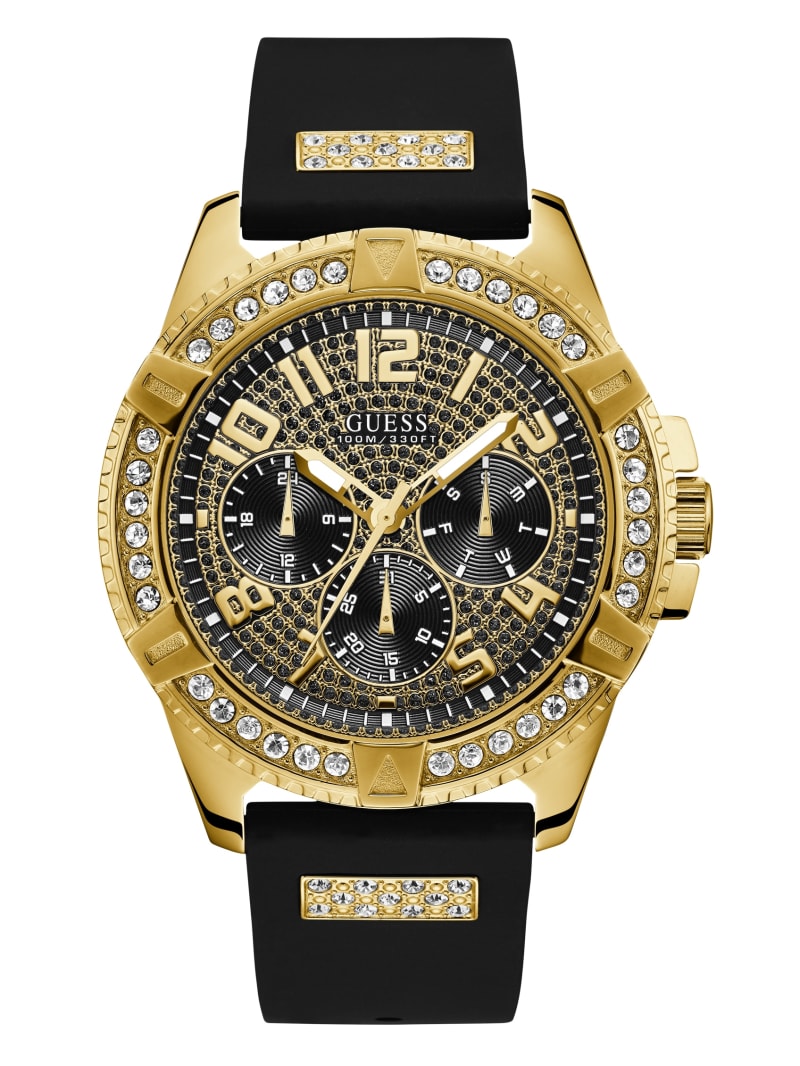 Zegarek Męskie Guess Gold-Tone Wielofunkcyjny Czarne | 6048917-VE