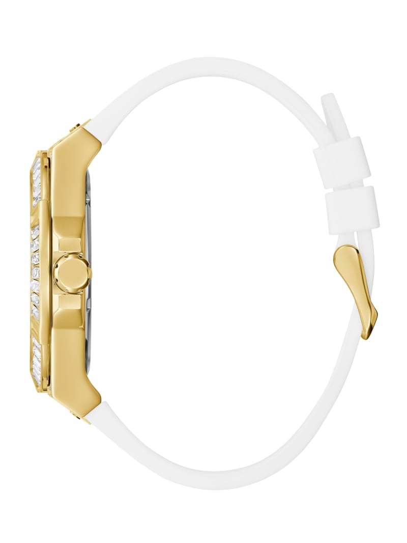 Zegarek Męskie Guess Gold-Tone and Whiteuette Wielofunkcyjny Białe | 8231064-CY