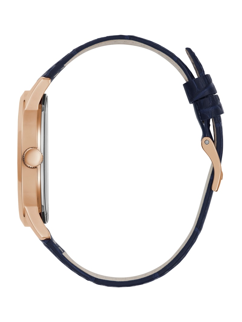 Zegarek Męskie Guess Rose Gold-Tone and Navy Analog Kolorowe | 9067541-BZ