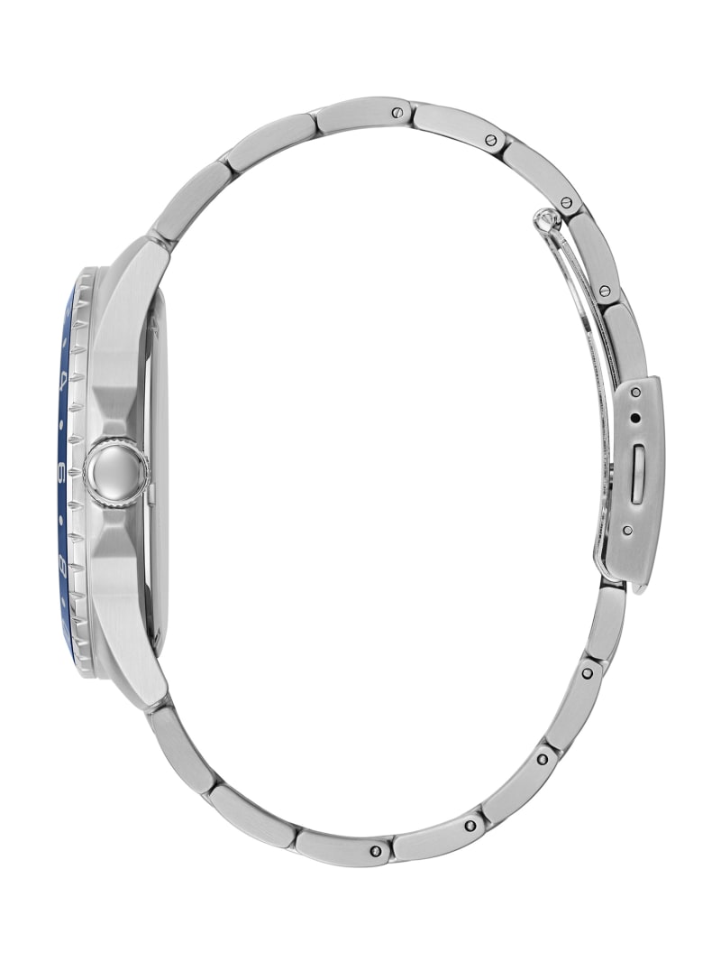 Zegarek Męskie Guess Silver Tone And Blue Sportowe Niebieskie | 3920416-CZ