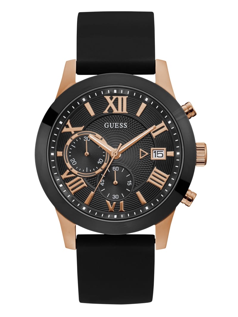 Zegarek Męskie Guess and Rose Gold-Tone Wielofunkcyjny Czarne | 8603975-JN